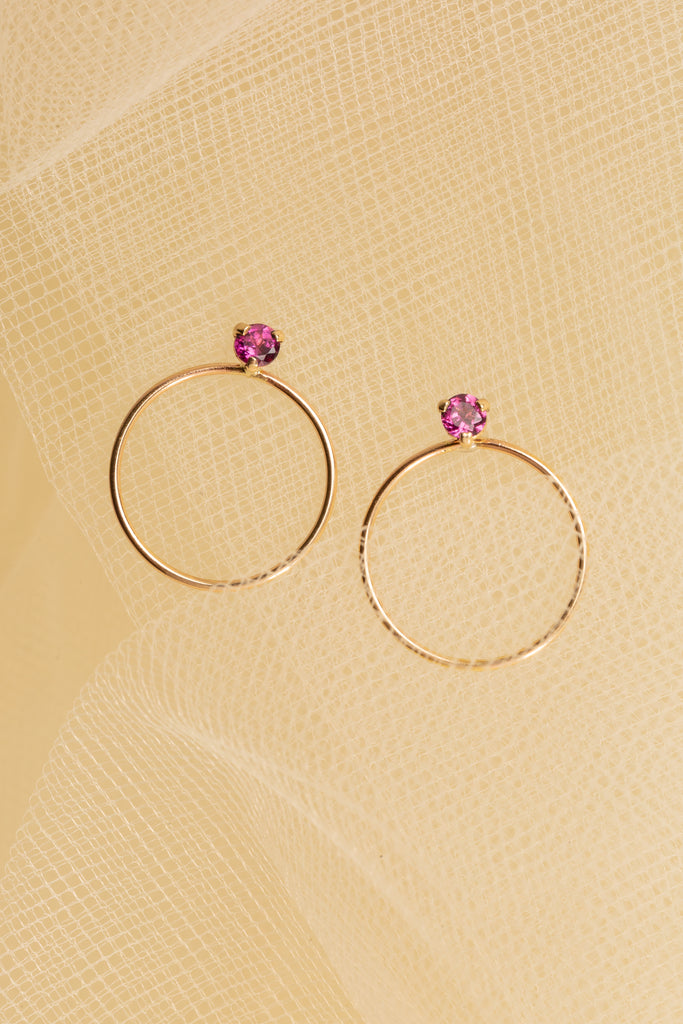 Circle Stone Earrings - Medium - shoparo