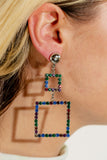 Double Crystal Square Earrings - shoparo