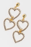 Double Crystal Heart Earrings - shoparo