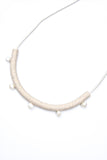 Five Pearl Cylinder Necklace - Sand - shoparo
