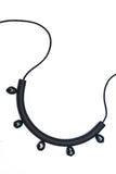 Five Pearl Cylinder Necklace - Black - shoparo