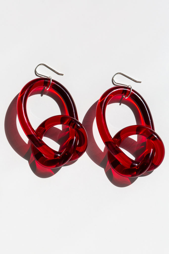 Knotted Earrings in Red - shoparo