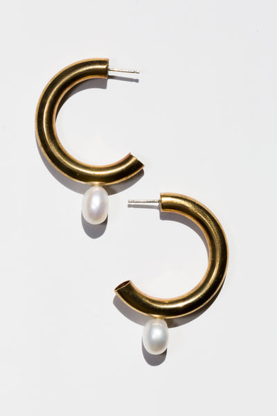 Pearl Hoop Earrings - shoparo