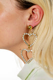 Double Crystal Heart Earrings - shoparo