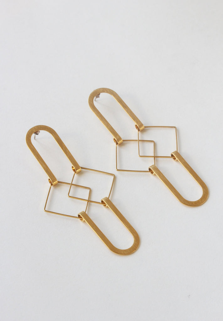 Gold Squared Earrings - shoparo