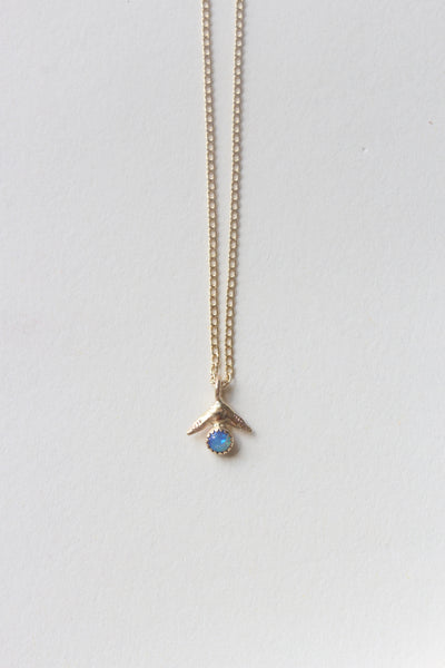 Shark Fin Necklace - Turquoise + Opal - shoparo