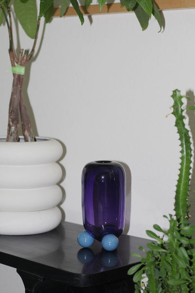 Glass Cylinder Tripod Vase - Purple/Turq