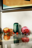 Glass Round Tripod Vase - Amber/Green - shoparo