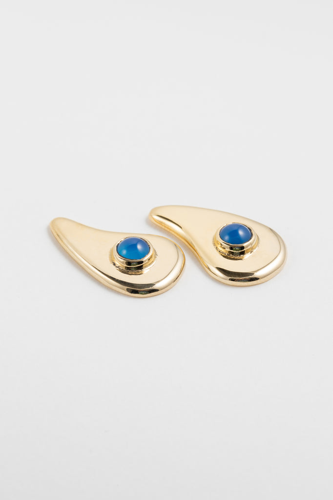 Wave Earrings in Blue Onyx